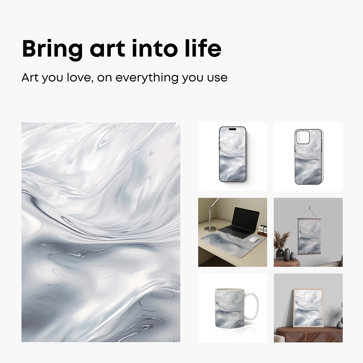 Ethereal Silver Swirls: A Dance of Light and Shadow - Image 2