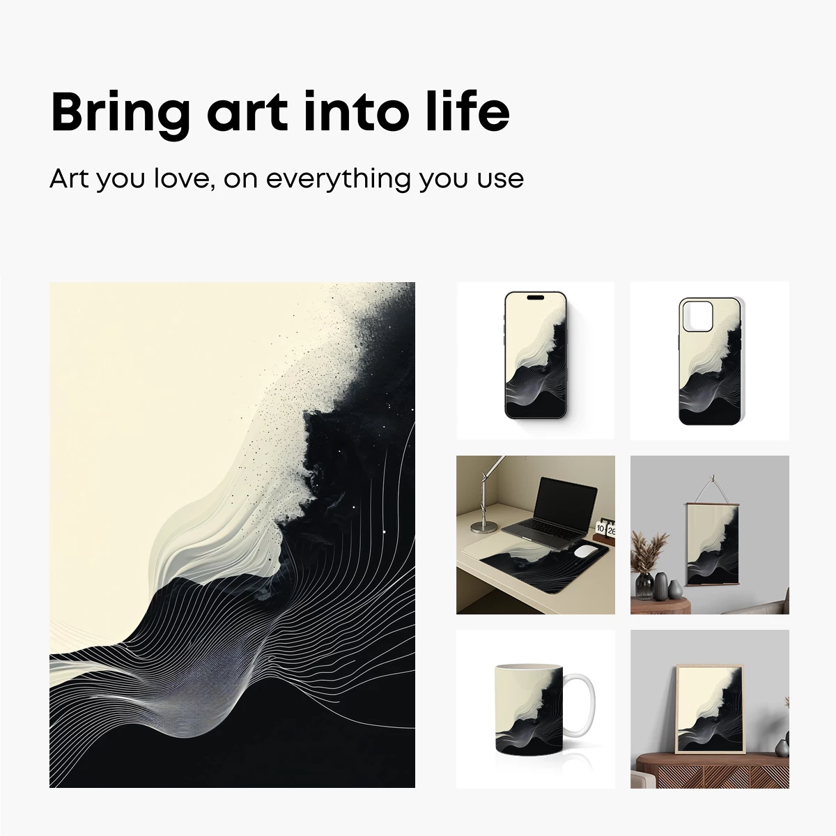 Ethereal Wave Symphony: Abstract Line Art Fusion - Image 2