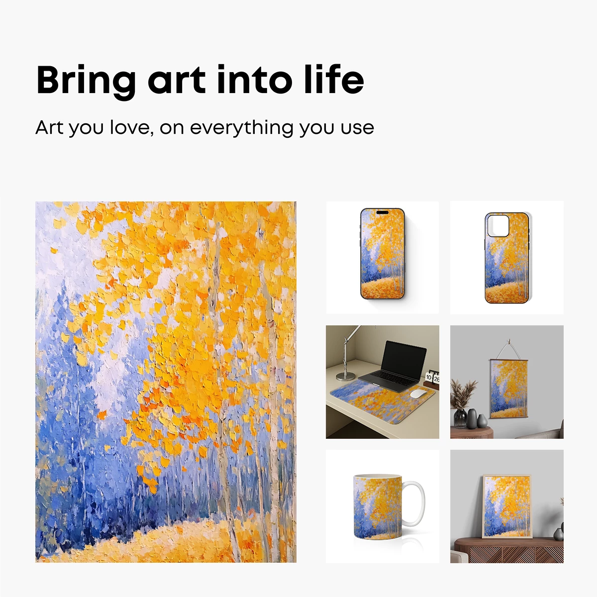 Autumn's Golden Embrace: Impressionist Forest Glow - Image 2