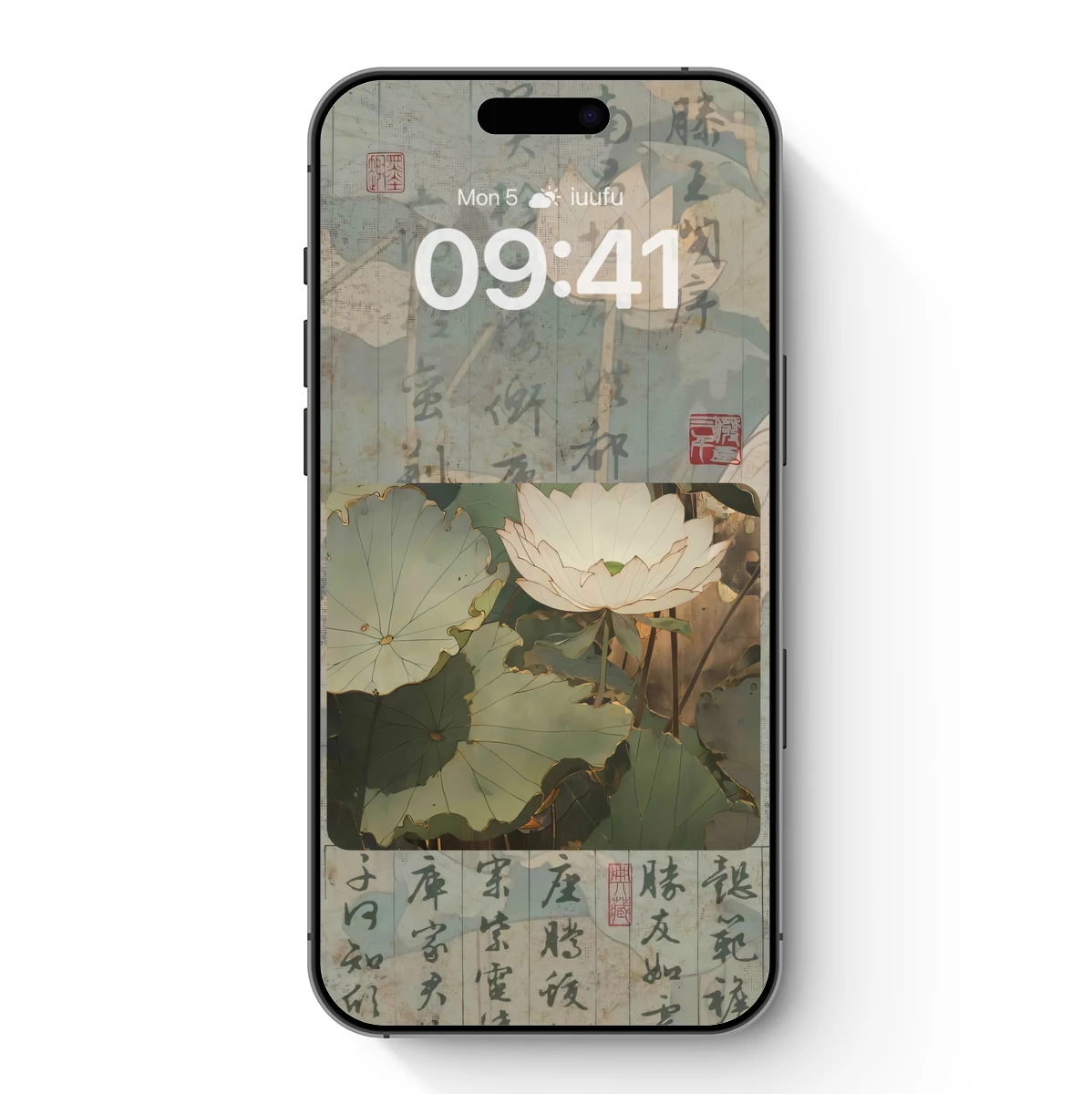 Elegant Lotus in Calligraphic Harmony