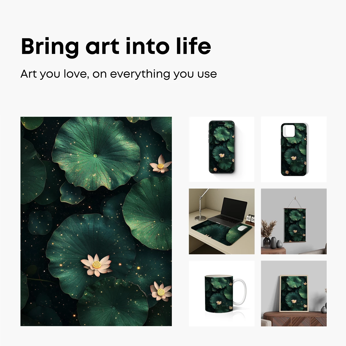 Enchanted Lotus Pond: Mystical Blooms and Luminous Leaves - Image 2