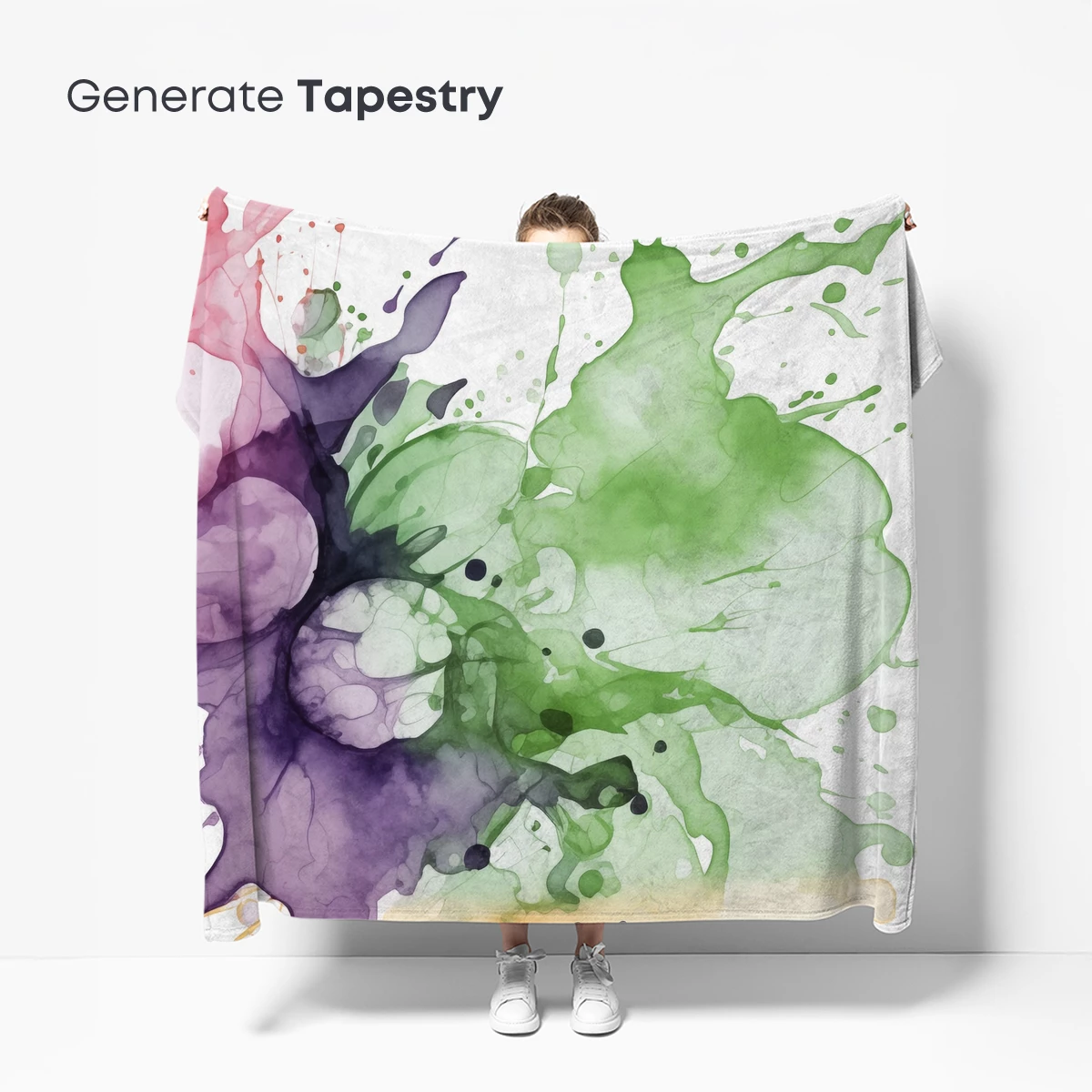 Abstract Ink Fusion: Green, Purple, and Gold Harmony - Image 5