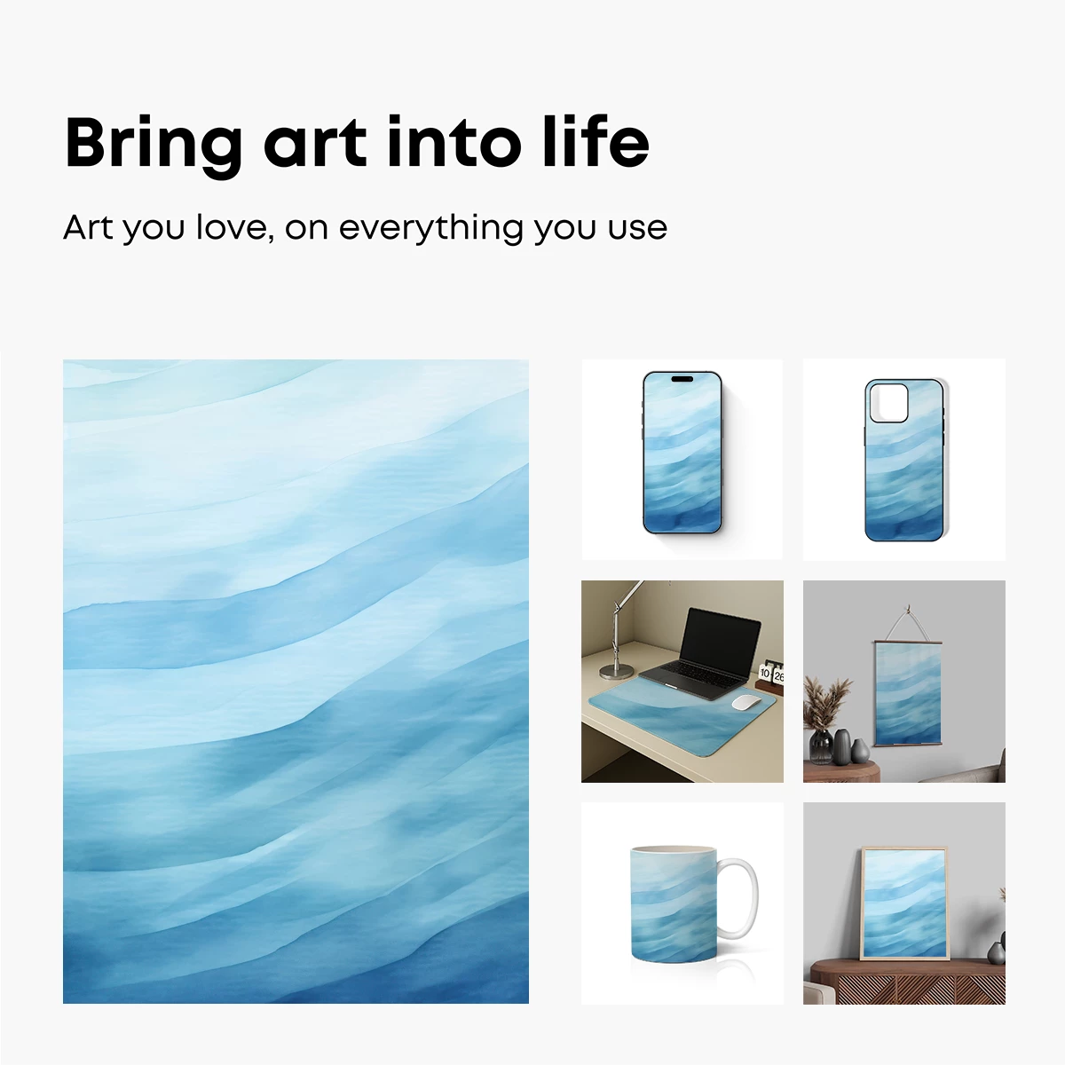 Ethereal Blue Waves: A Digital Watercolor Symphony - Image 2