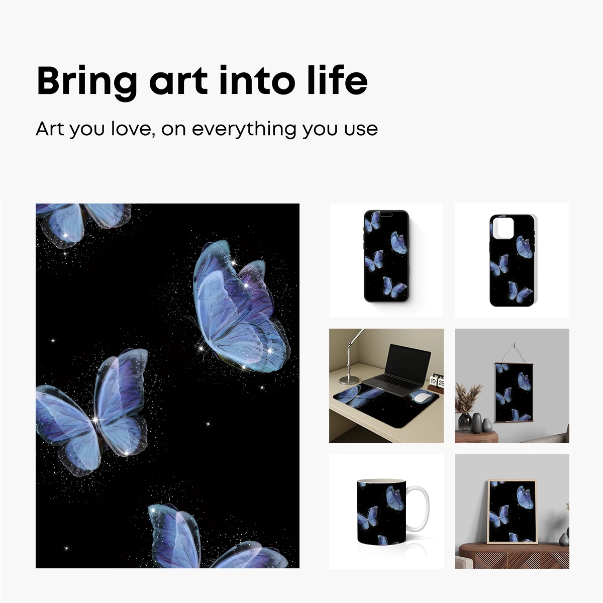 Ethereal Blue Butterflies in Midnight Sky - Image 2