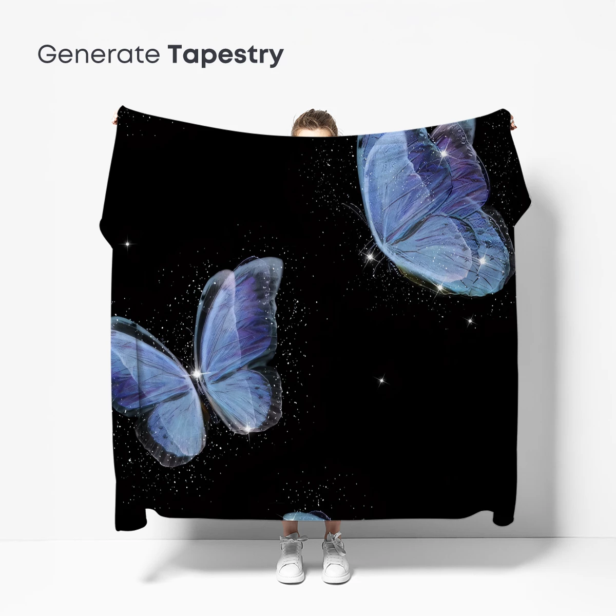 Ethereal Blue Butterflies in Midnight Sky - Image 5
