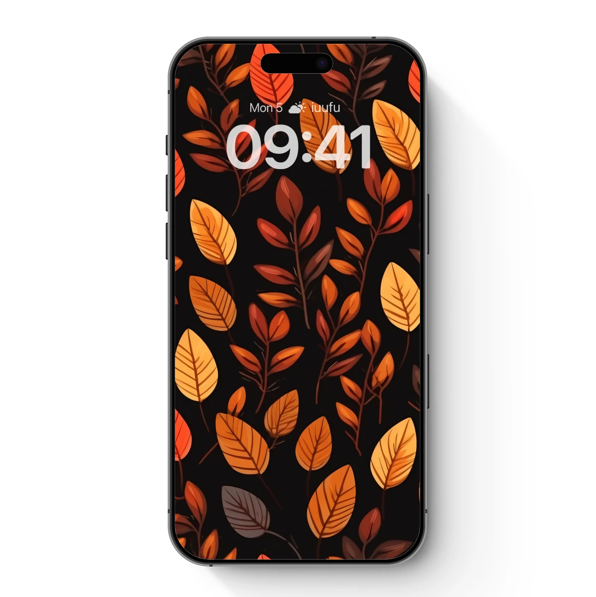 Autumnal Leaf Symphony: Warm Tones on Dark Canvas