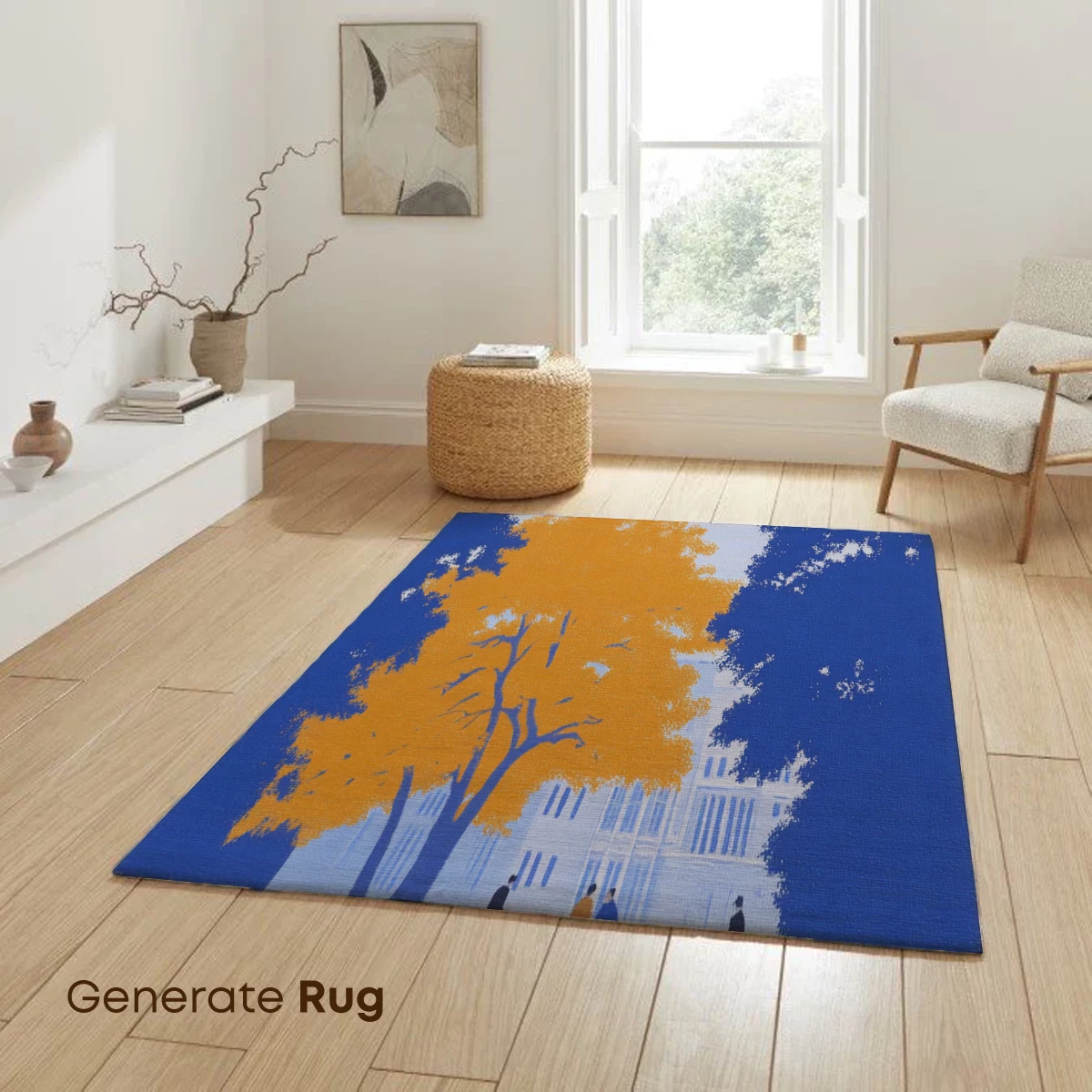 Autumnal Solitude: Golden Tree Against Blue Serenity - Image 6
