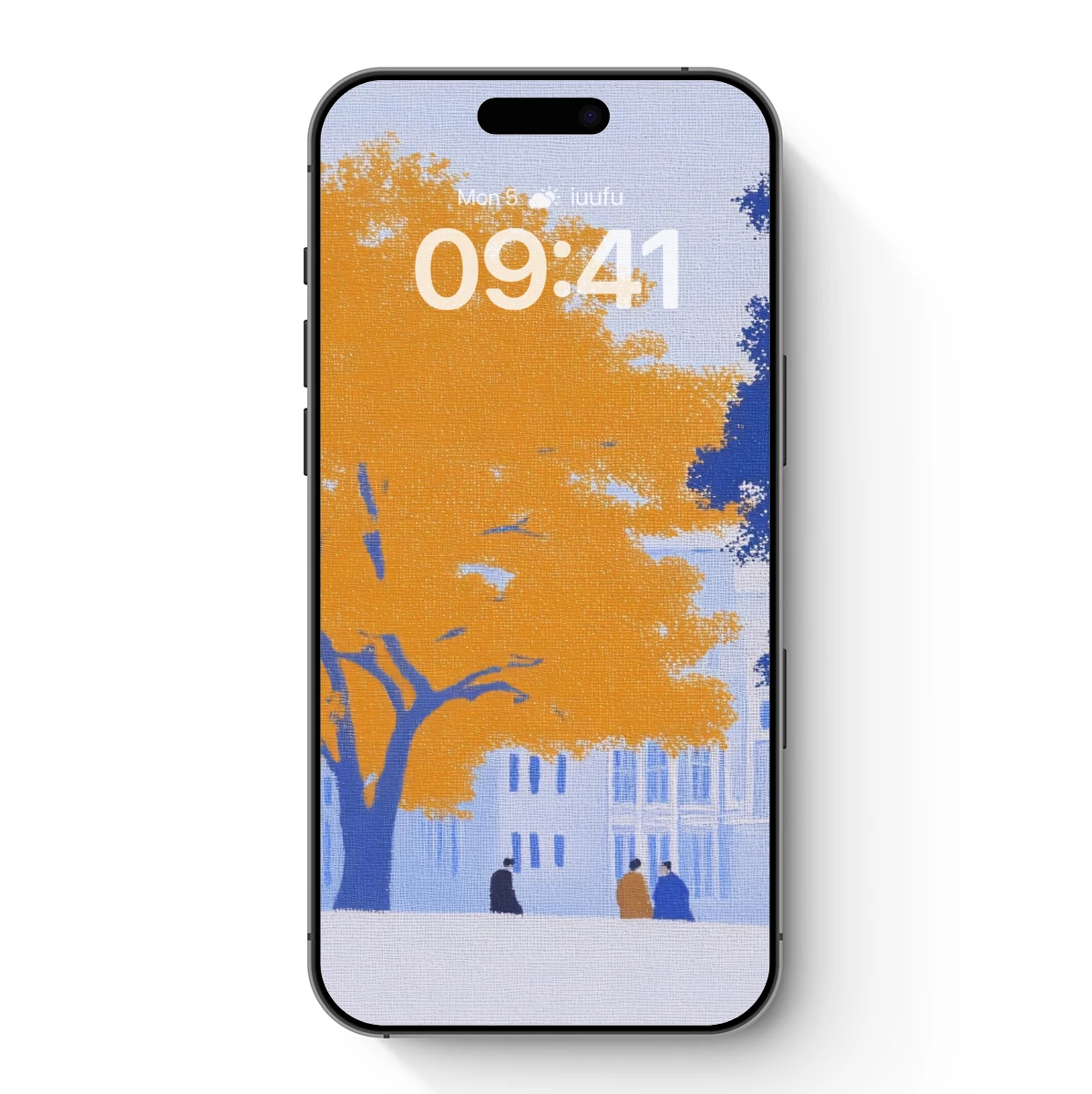 Autumnal Solitude: Golden Tree Against Blue Serenity