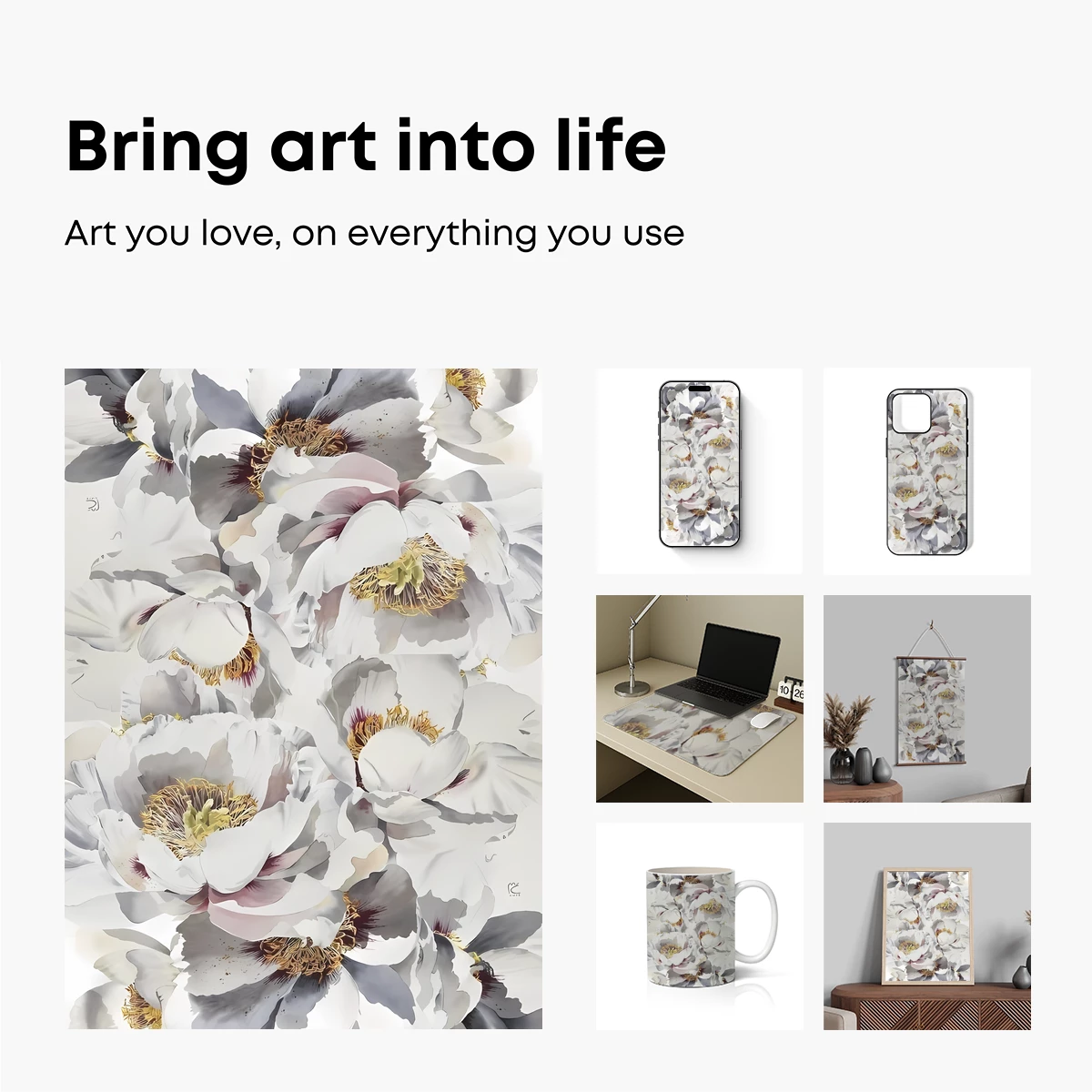 Elegant Peony Elegy: Monochrome Floral Artistry Elegant Peony Elegy: Monochrome Floral Artistry