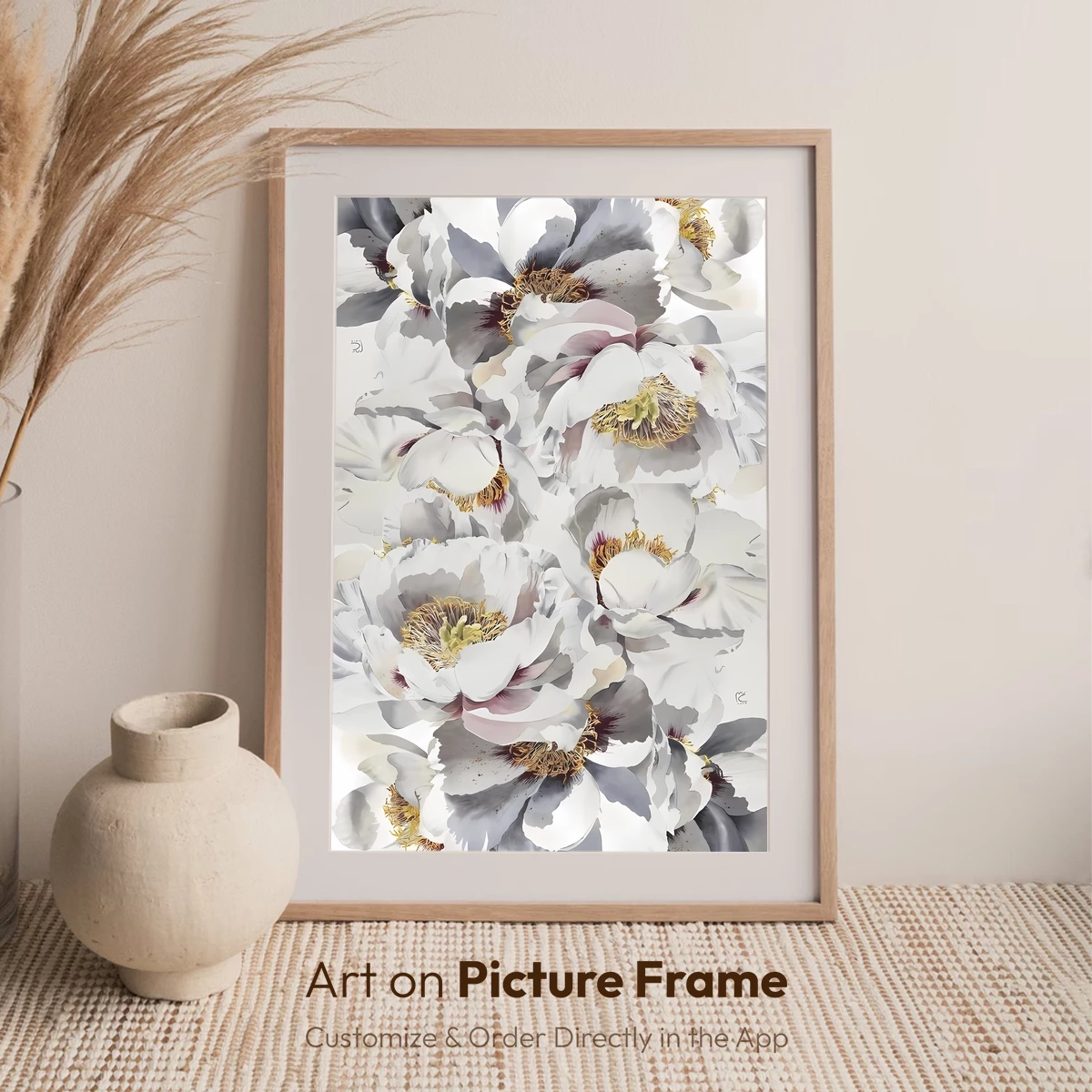 Elegant Peony Elegy: Monochrome Floral Artistry - Image 6