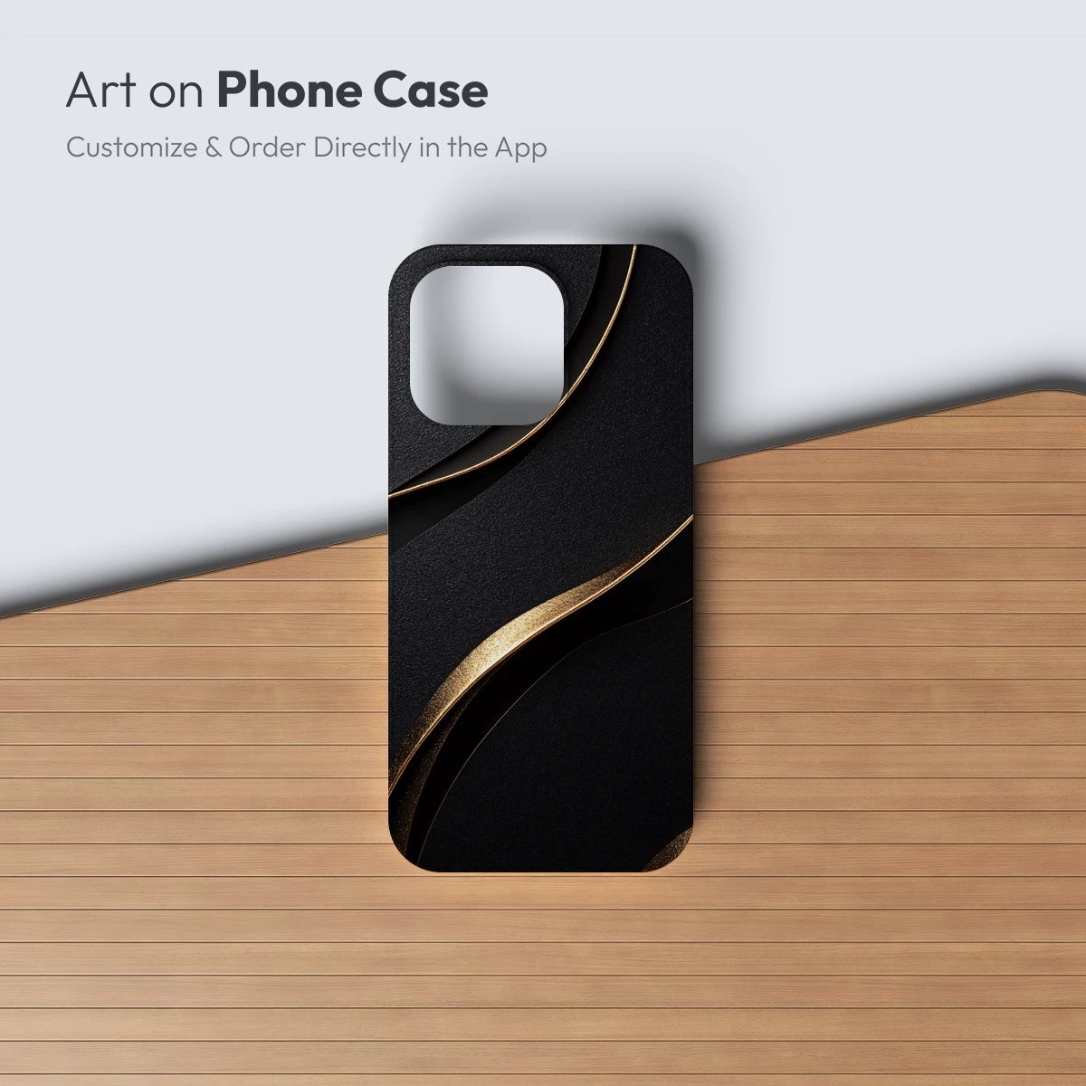 Elegant Black Waves with Golden Accents - Image 3