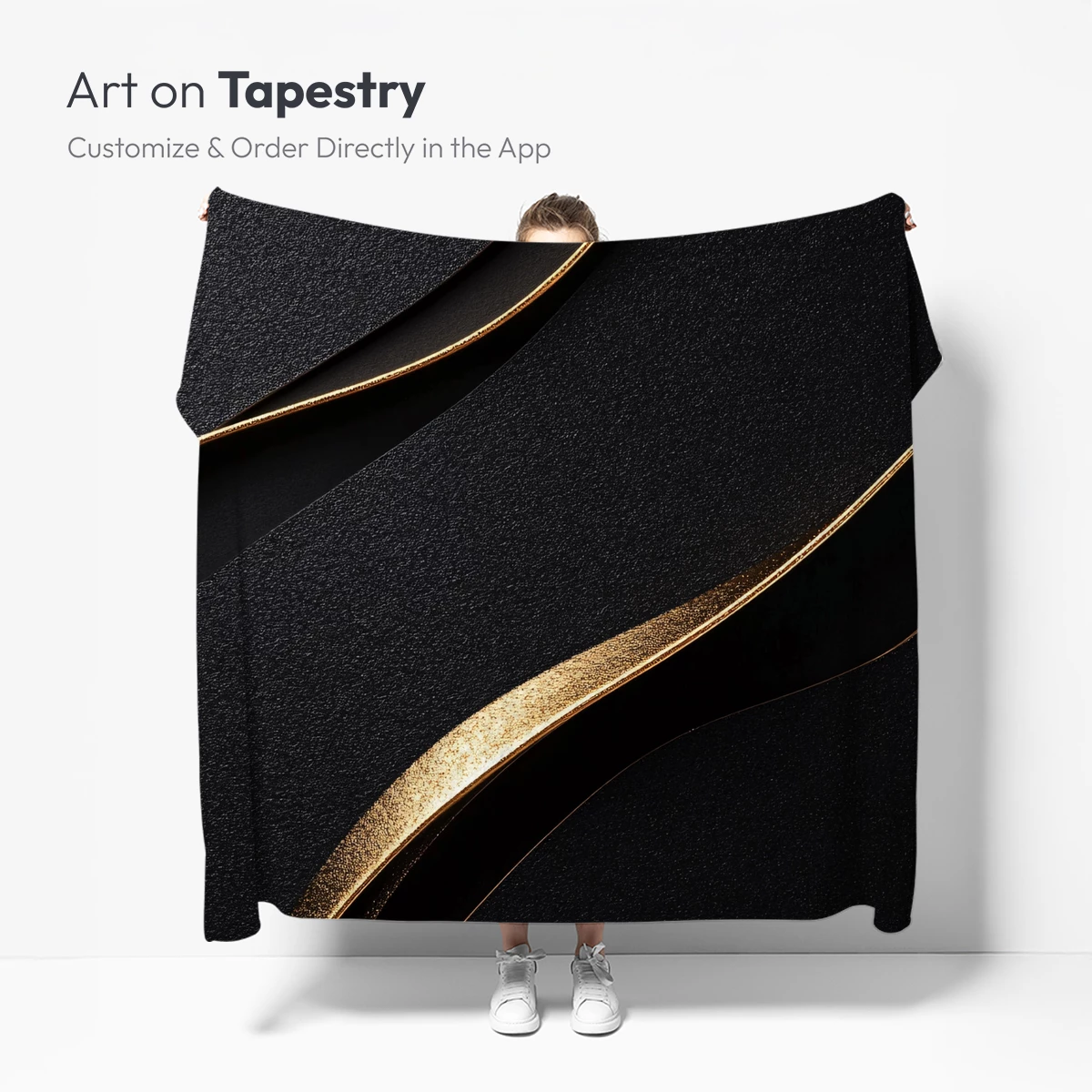 Elegant Black Waves with Golden Accents - Image 5