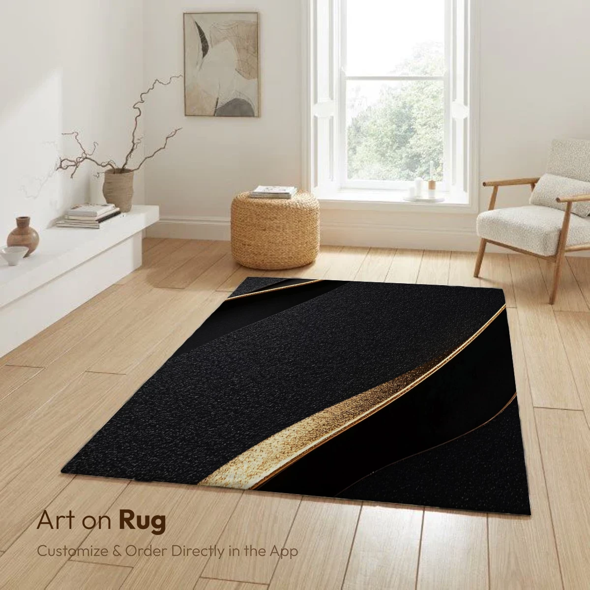 Elegant Black Waves with Golden Accents - Image 6