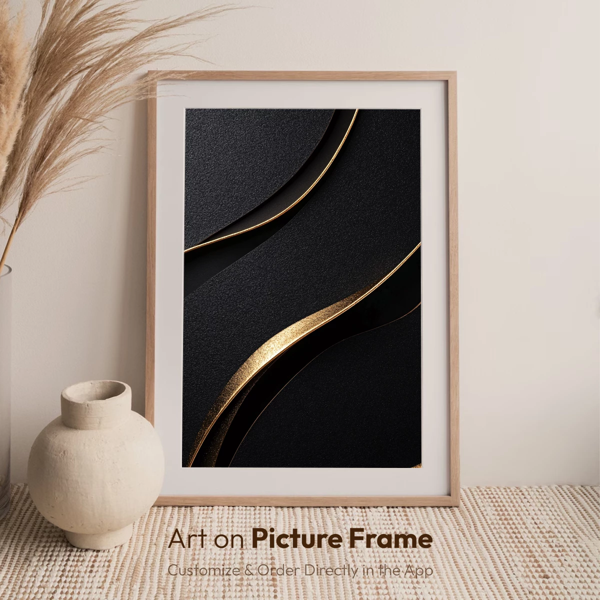 Elegant Black Waves with Golden Accents - Image 7