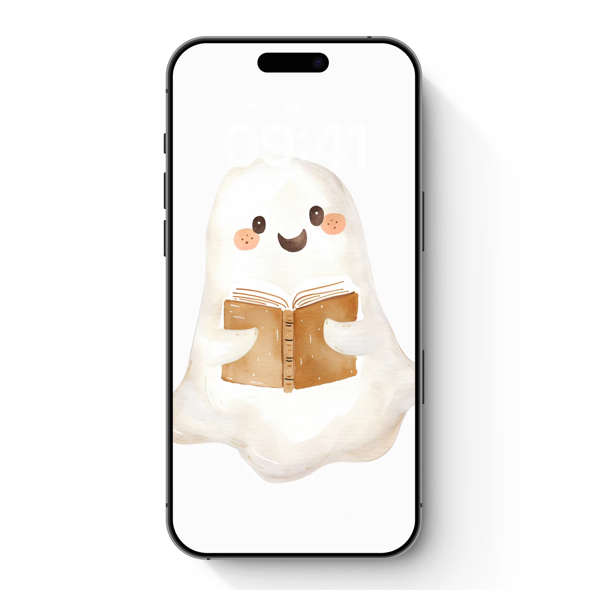 Ghostly Reader: Whimsical Spirit with a Book