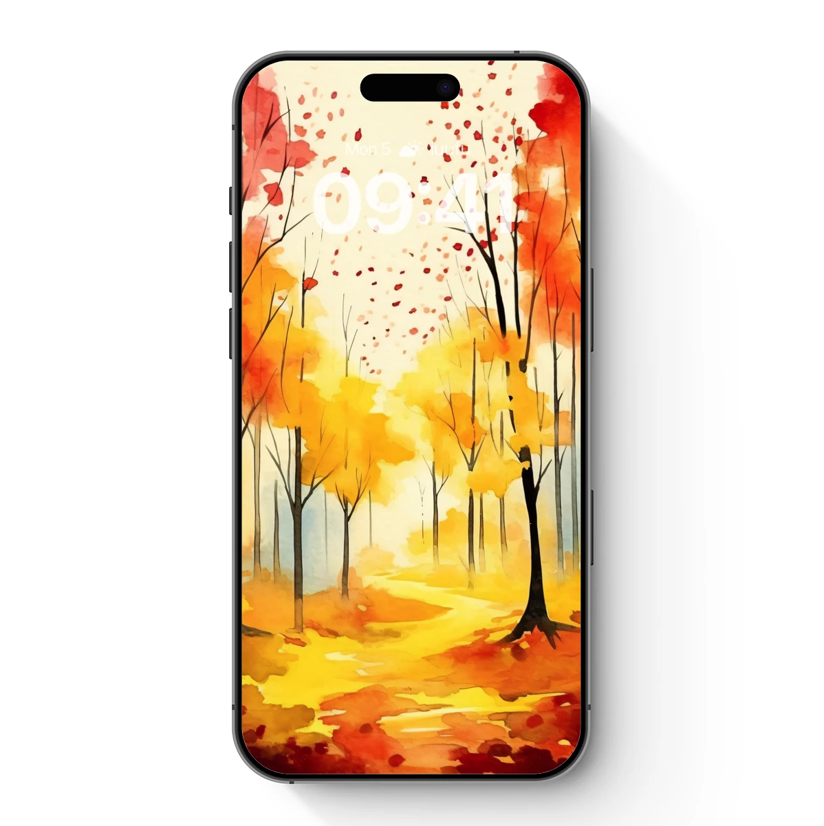 Autumn Blaze: Watercolor Forest Path