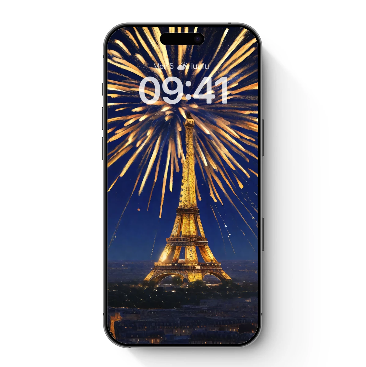 Eiffel Tower Under a Burst of Golden Fireworks