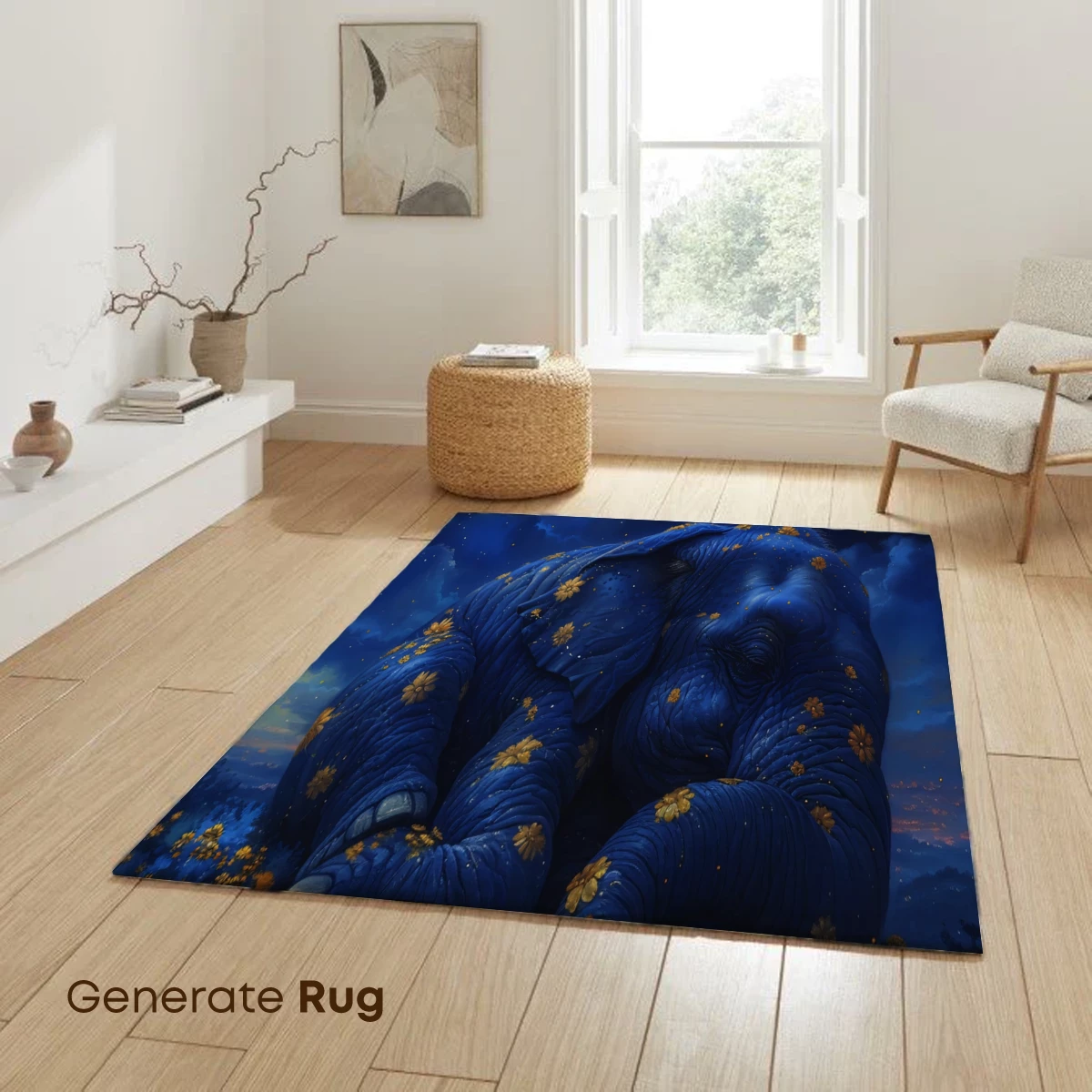 Moonlit Elephant in Floral Dreams - Image 6