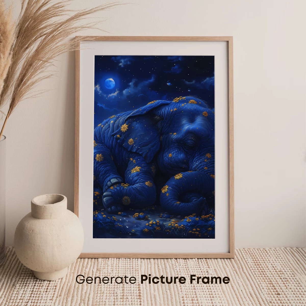 Moonlit Elephant in Floral Dreams - Image 7