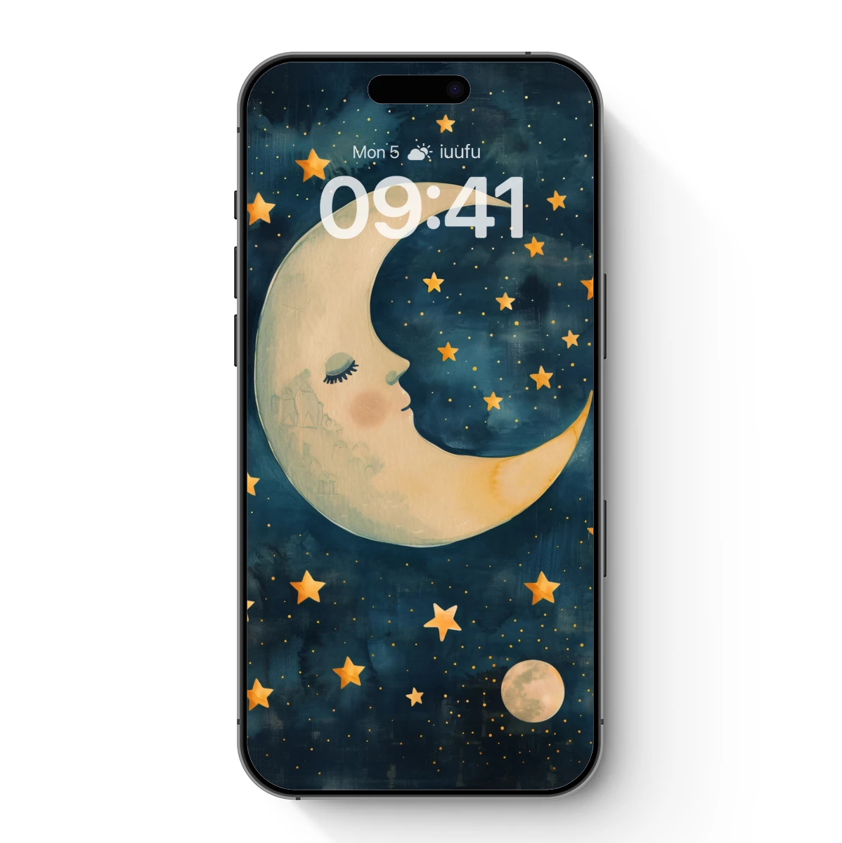 Dreamy Crescent Moon with Starry Embrace