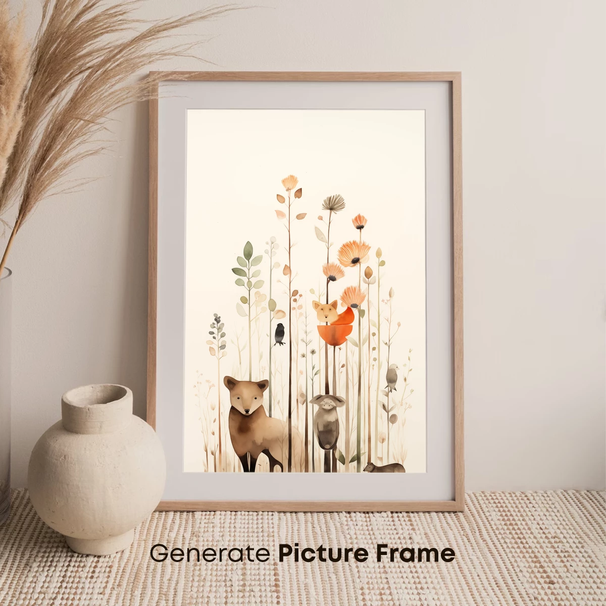 Enchanted Forest Whimsy: Animals Amidst Floral Dreams - Image 7