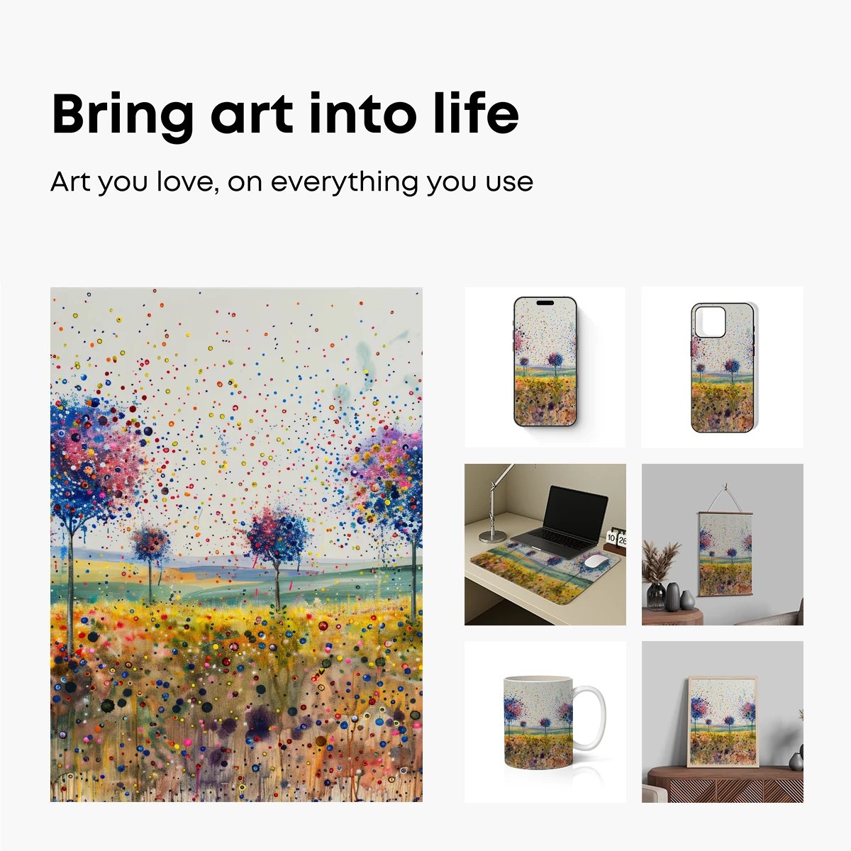 Dot-Painted Dream Trees: A Vibrant Field of Fantasy - Image 2