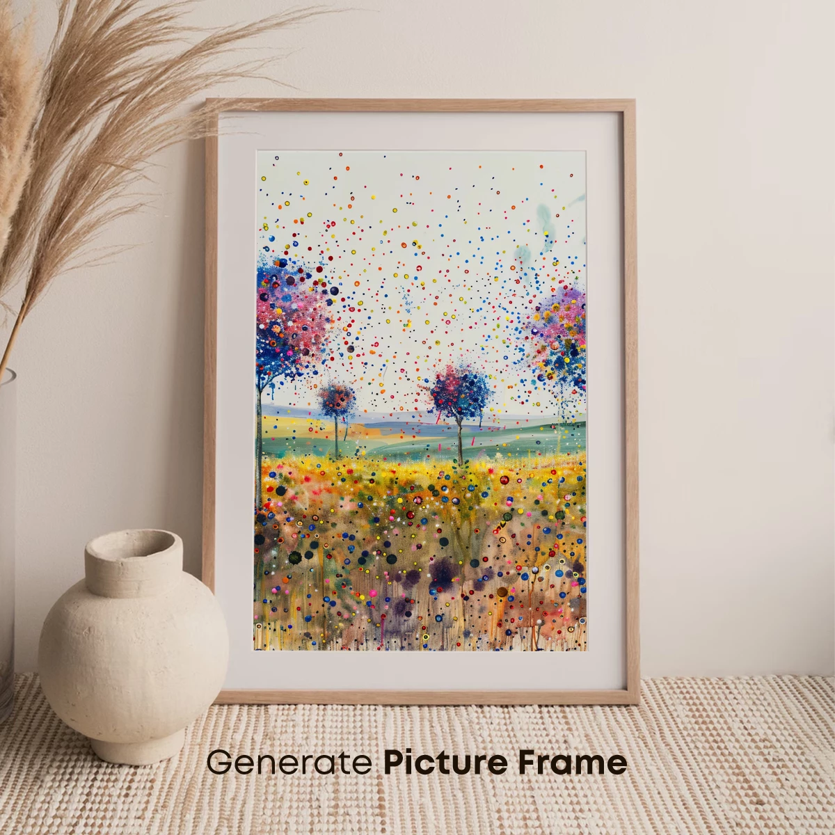 Dot-Painted Dream Trees: A Vibrant Field of Fantasy - Image 7