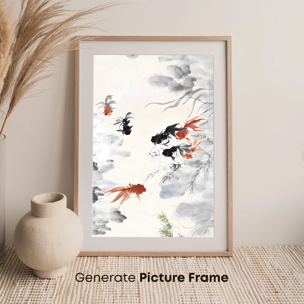 Ink Dance of Goldfish: Zen Aquatic Elegance - Image 7