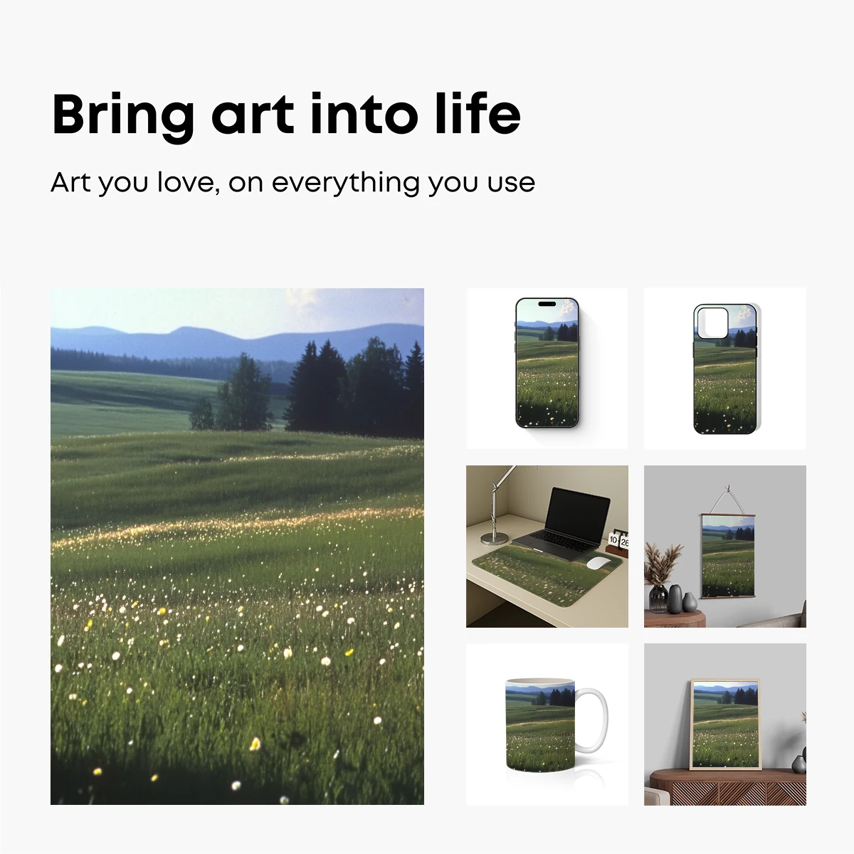 Meadow Symphony: Dandelions and Rolling Hills - Image 2