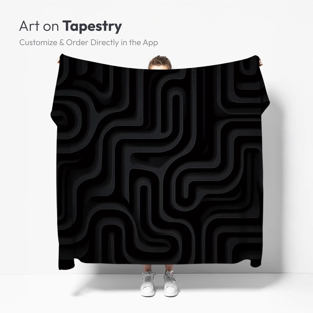 Ethereal Shadow Labyrinth: Abstract Black Curves - Image 5