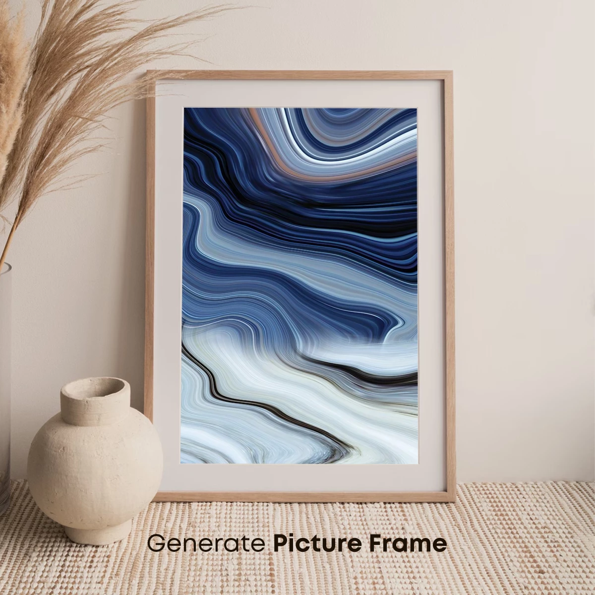 Fluid Marble Odyssey: Abstract Waves in Blue and White - Image 7