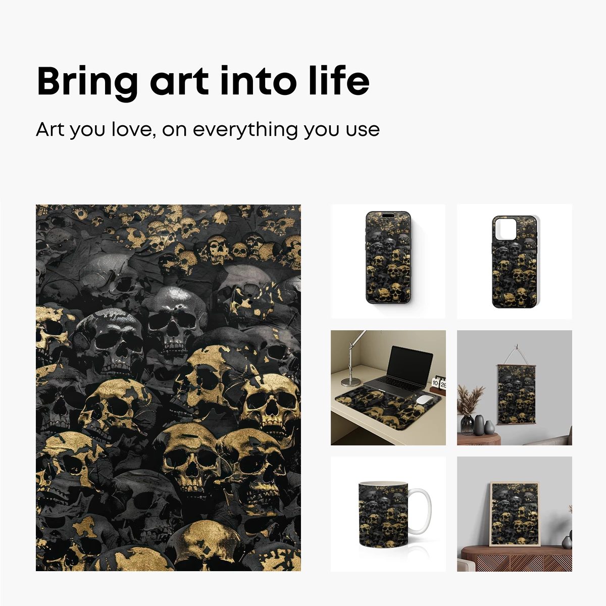 Gilded Skulls: Gothic Elegance in Gold and Shadow - Image 2