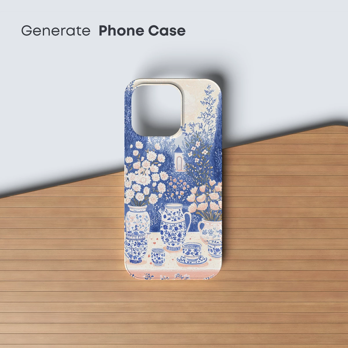 Blue Elegance: Floral Vases in a Dreamy Garden - Image 3