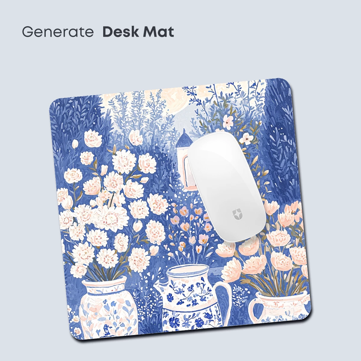 Blue Elegance: Floral Vases in a Dreamy Garden - Image 4