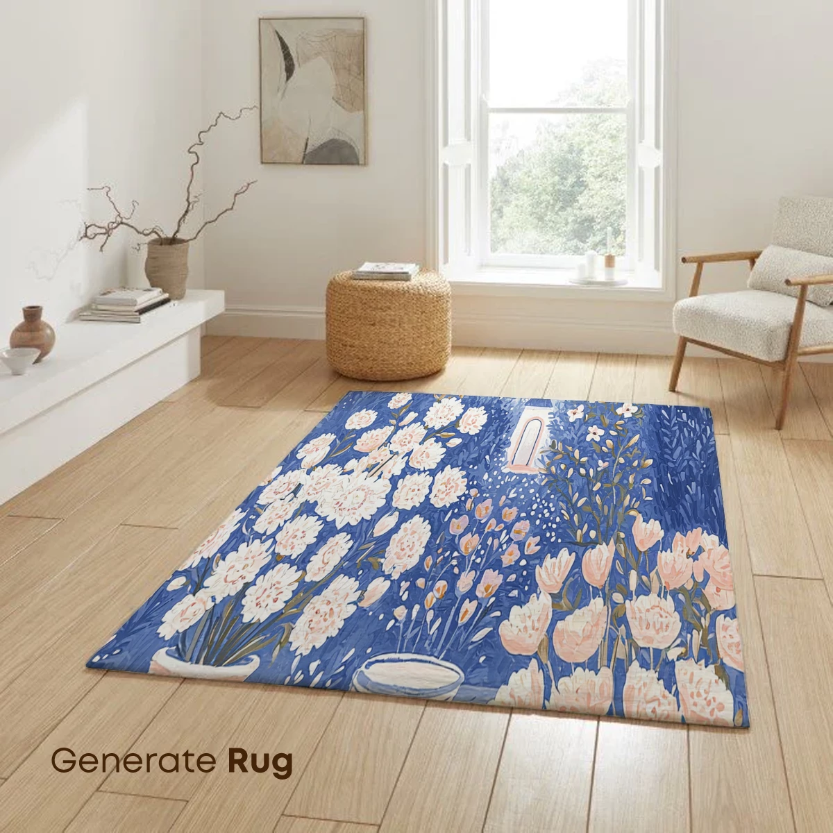 Blue Elegance: Floral Vases in a Dreamy Garden - Image 6