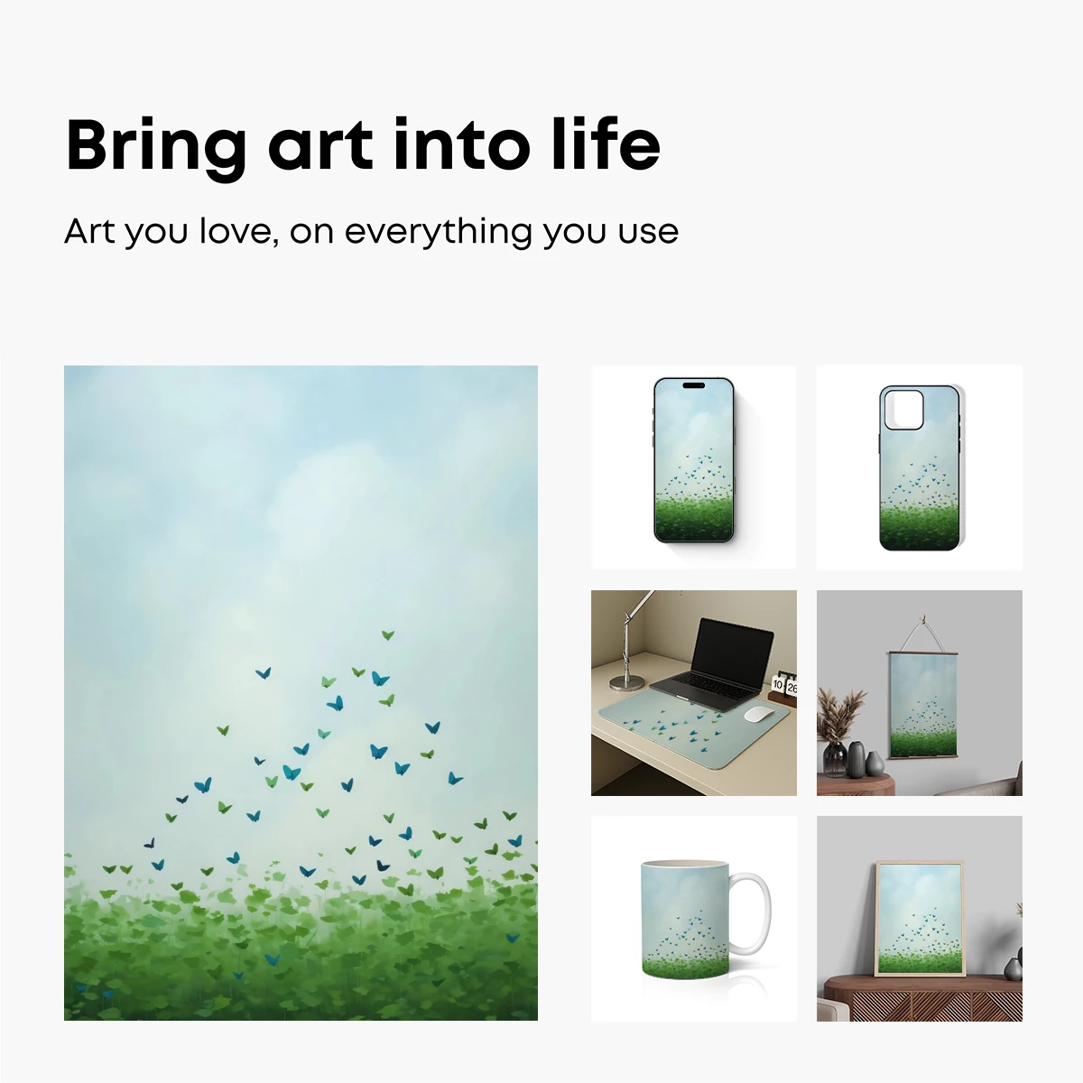 Butterfly Symphony in Misty Greens - Image 2