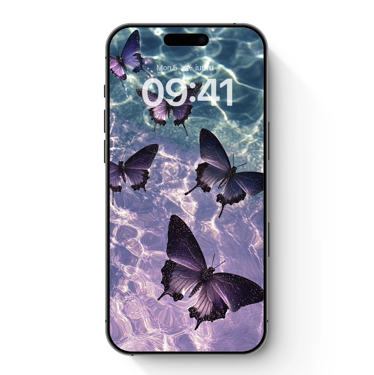 Ethereal Purple Butterflies Over Crystal Waters Ethereal Purple Butterflies Over Crystal Waters