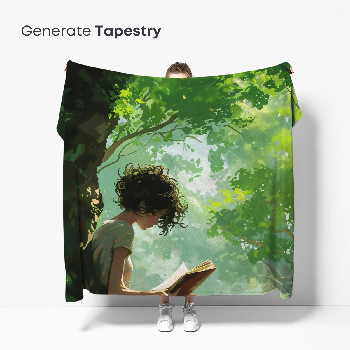 Enchanted Forest Reader: A Serene Study Under Verdant Canopy - Image 5