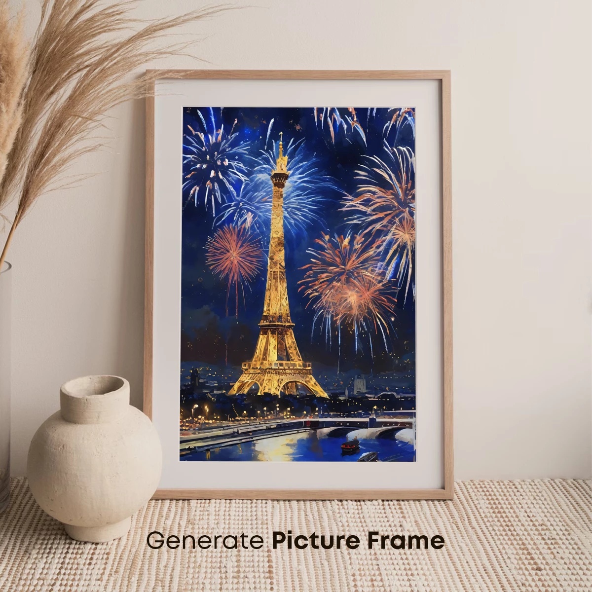 Eiffel Tower Illuminated by Festive Fireworks - Image 7
