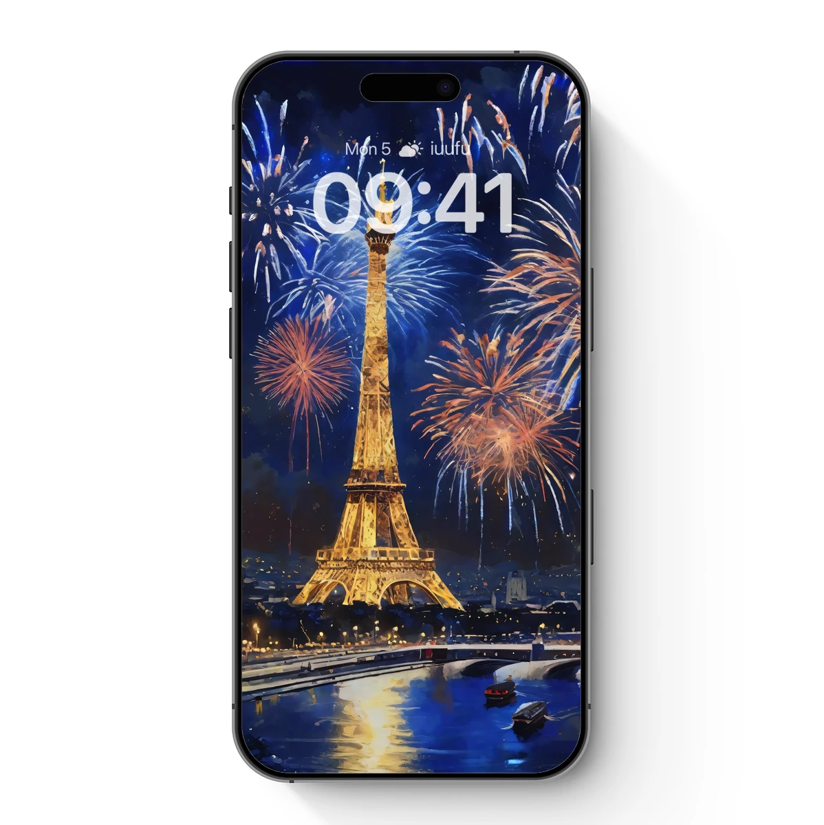 Eiffel Tower Illuminated by Festive Fireworks