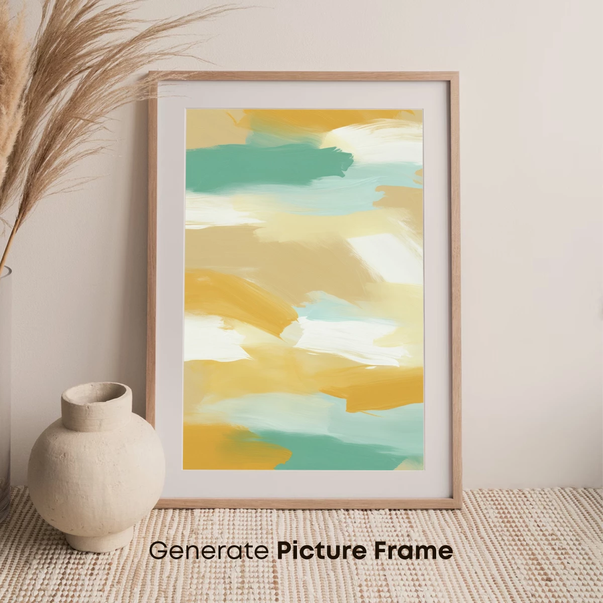 Abstract Brushstroke Symphony in Teal and Gold - Image 7