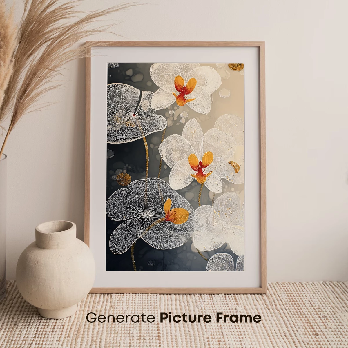 Ethereal Orchid Whispers in Gold and White - Image 7