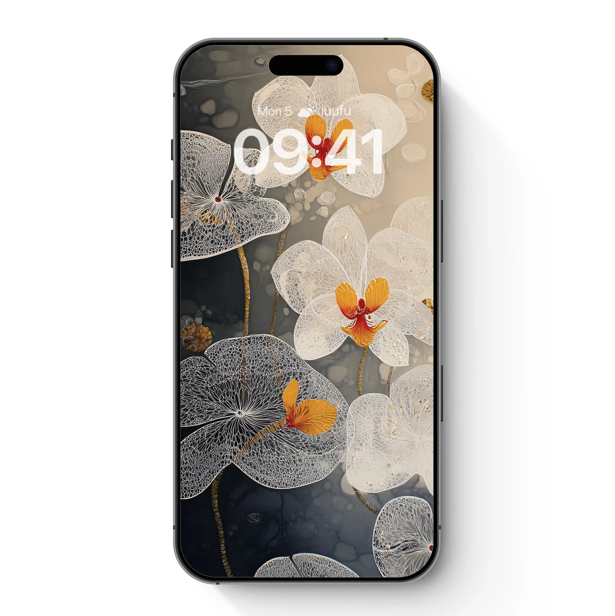 Ethereal Orchid Whispers in Gold and White