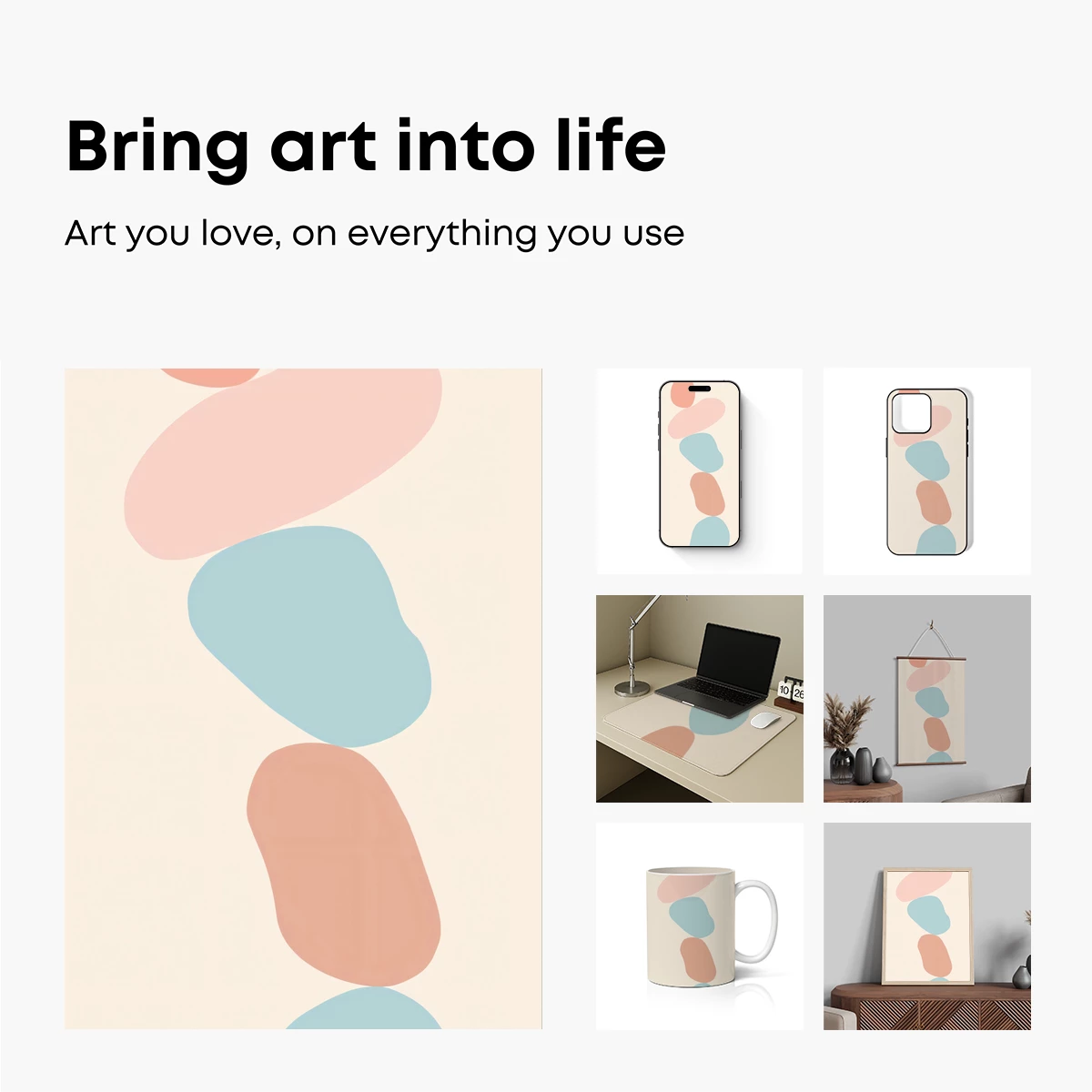 Abstract Pebble Harmony: Soft Pastel Elegance - Image 2