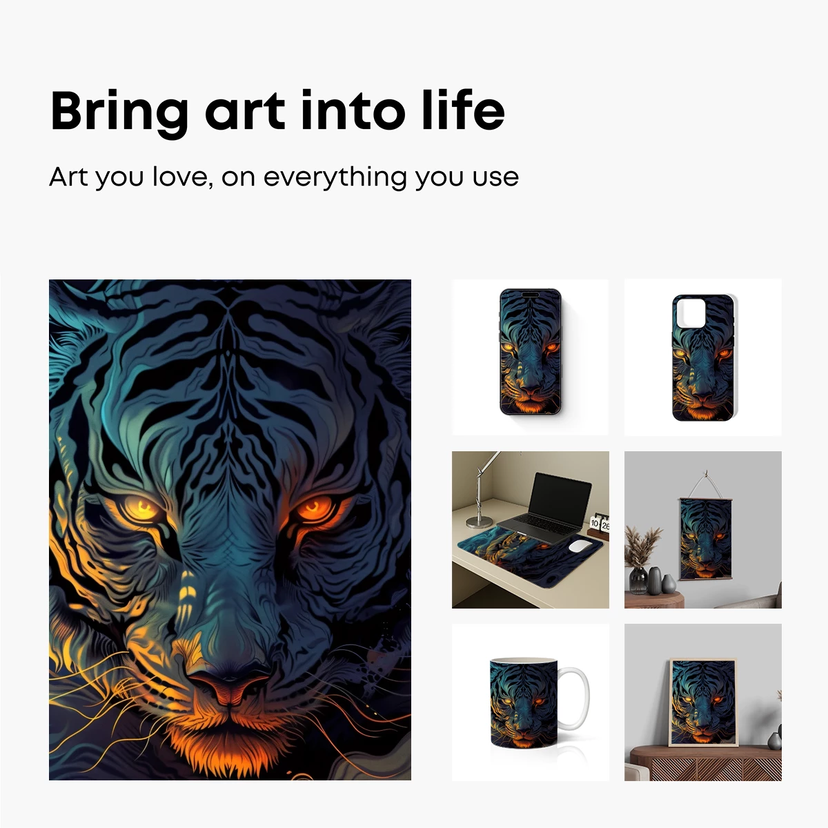 Fierce Tiger in Ethereal Flames: Digital Art Mastery - Image 2