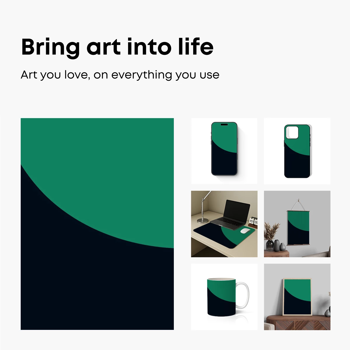 Eclipse of Serenity: Green and Navy Abstract - Image 2