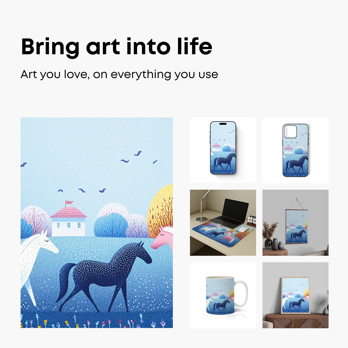 Enchanted Horses in a Pastel Autumn Landscape - Image 2