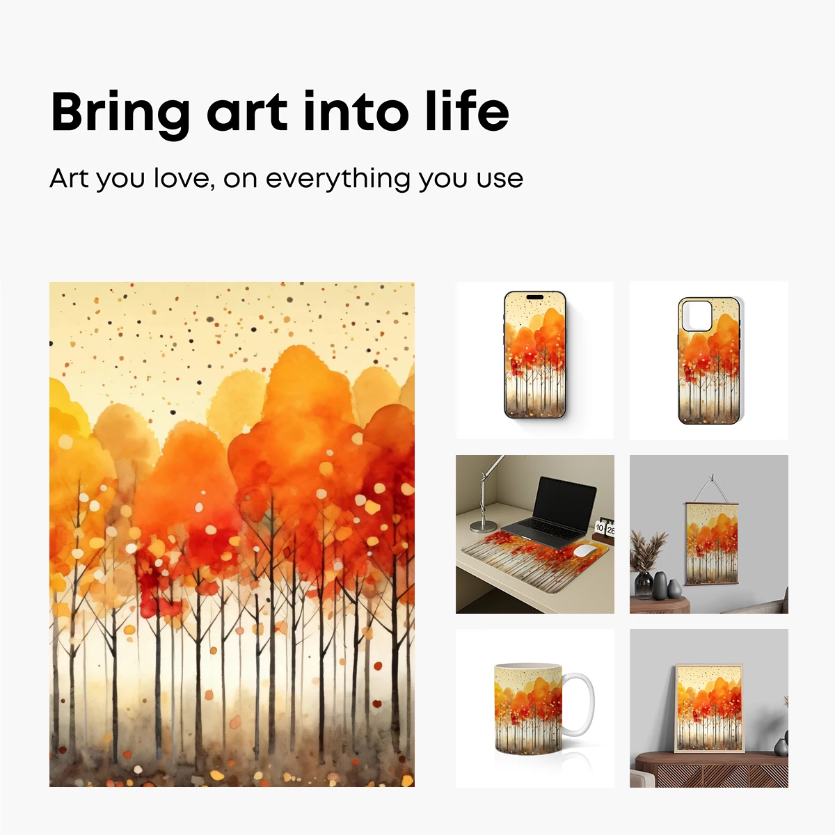 Autumnal Forest Symphony: Watercolor Trees in Warm Hues - Image 2