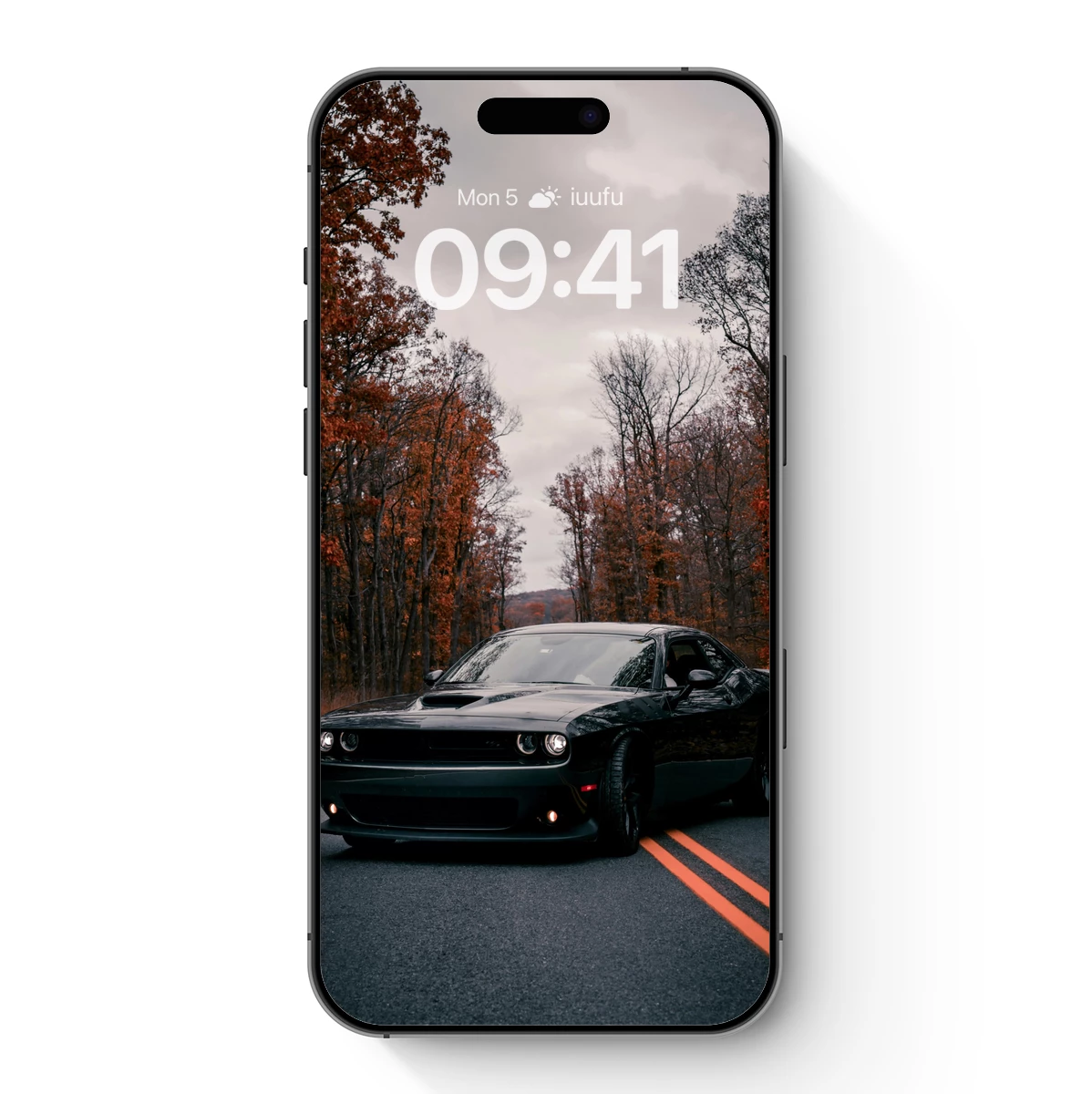 Autumn's Black Beast: Challenger in Fall Foliage