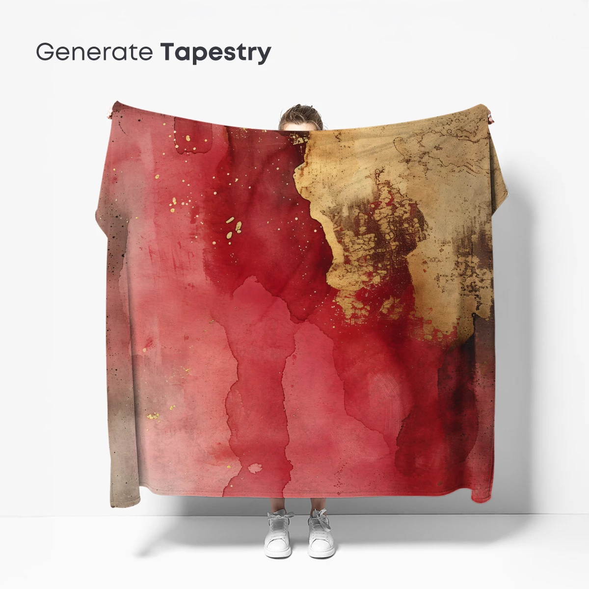 Crimson Canvas: Abstract Fusion of Gold and Red - Image 5